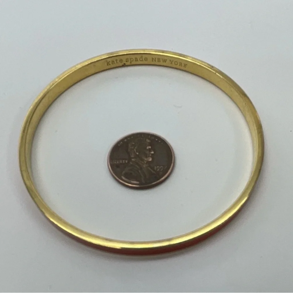 Kate Spade New York Gold Tone & Red Enamel Bangle Bracelet w/Dust Bag 3087 - Picture 3 of 6